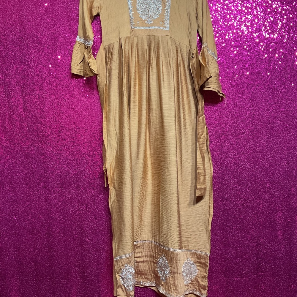Elegant Gold Embroidered Dress